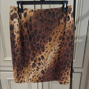 Leopard Print Pencil Skirt in Brown Size 10